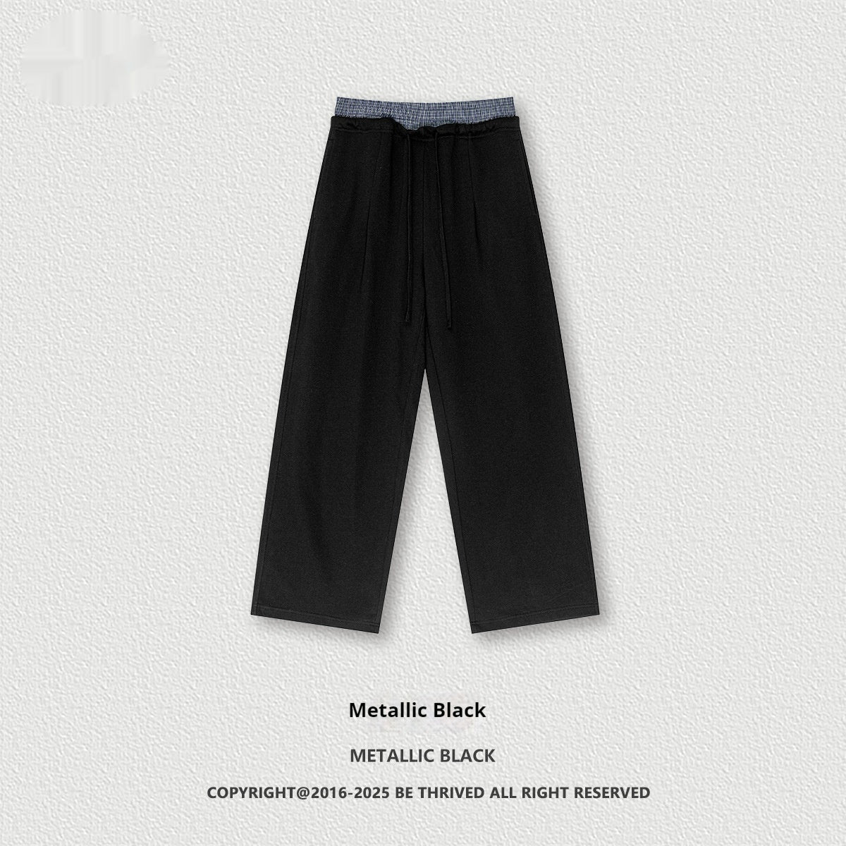 American Fashion Brand Unisex Style Stitching Double Waist Wide Leg Pants