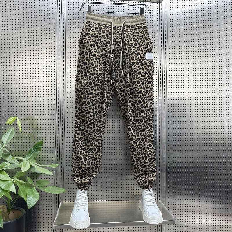 Leopard Print Trousers Men's Fashionable All-match Loose Casual Pants