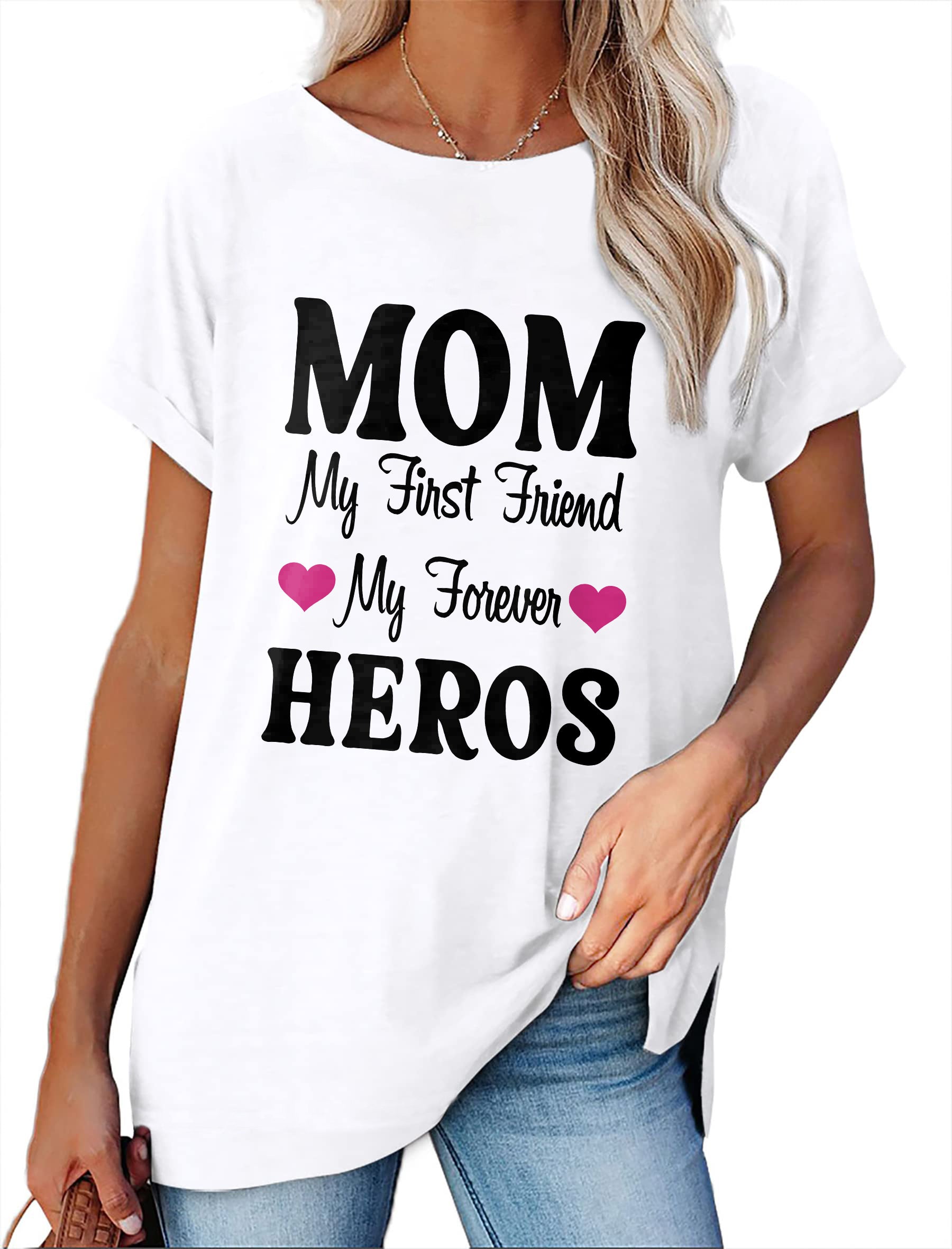 Women's Minimalist Printed Casual Round Neck Short Sleeved Shirt