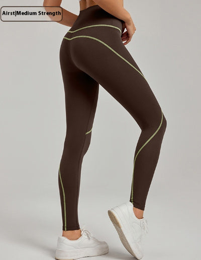 women's Line Contrast Color Yoga Pants Outdoor Mountaineering 7A Antibacterial Hip Lifting