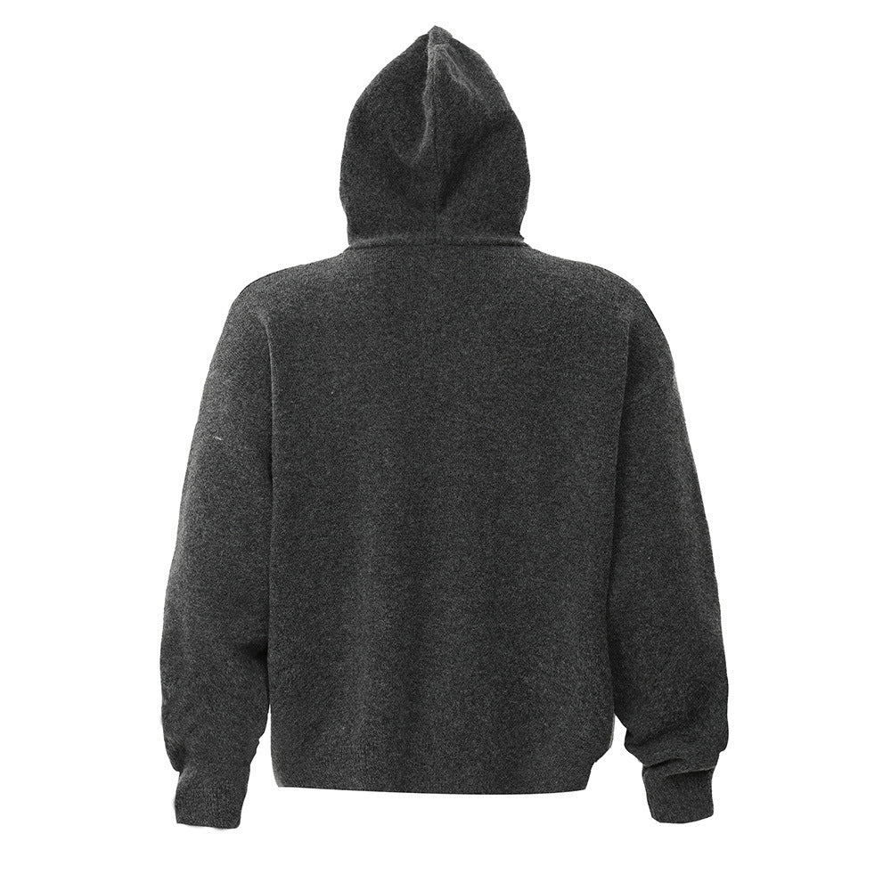 Street Fashion Warm Keeping Solid Color Hoodie Top