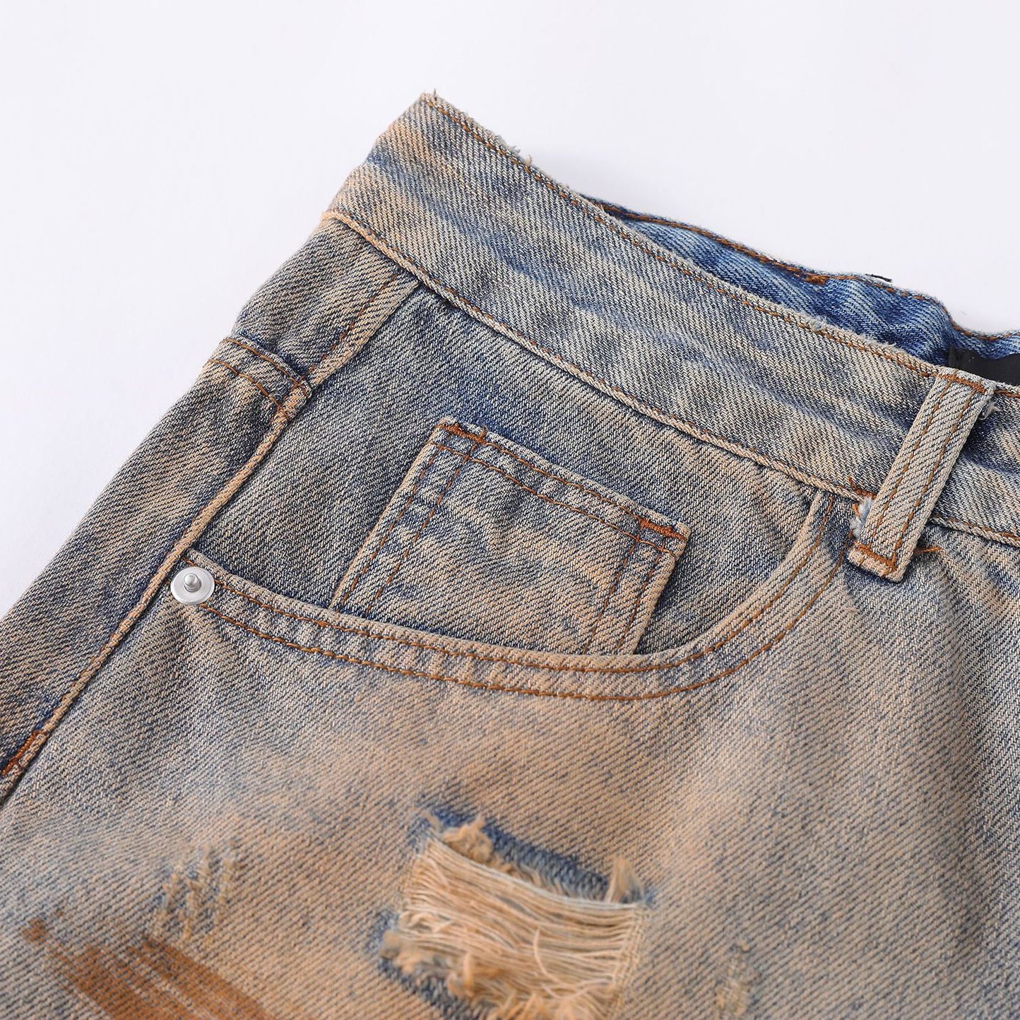 Men's Vintage Ripped Jeans Washed Jeans