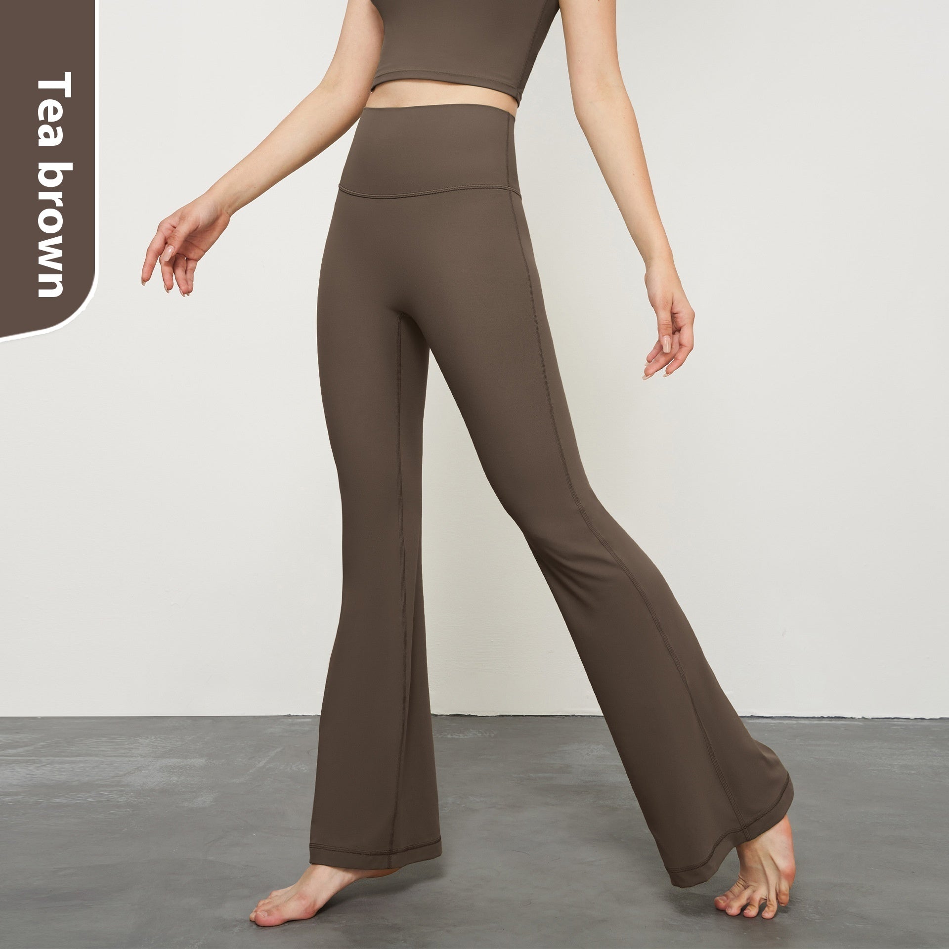 Nude Feel Wide Leg Skinny Yoga Pants High Waist Non-embarrassing Line Sports Trousers