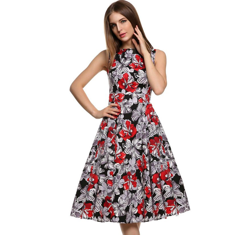 women Vintage print dress