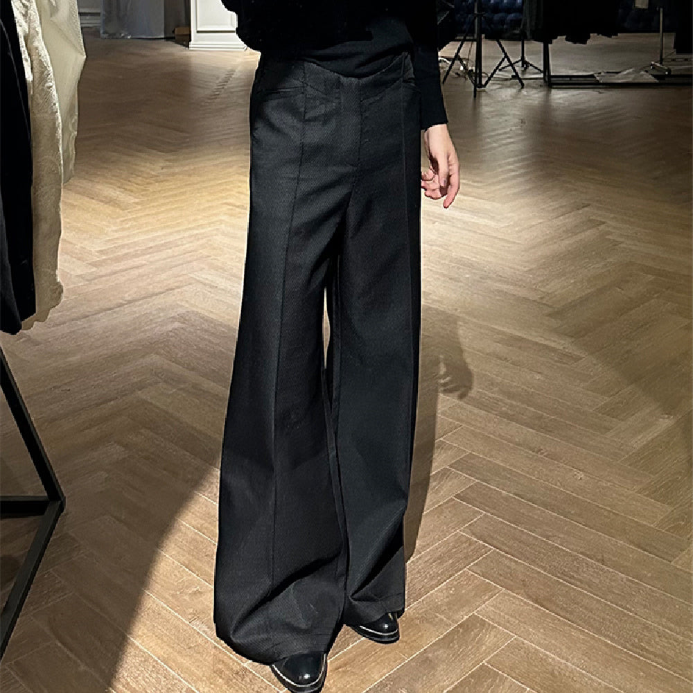 Dark Purple Red Deconstructed All-match Anti-Wrinkle A- Line Wide Leg Suit Pants for men