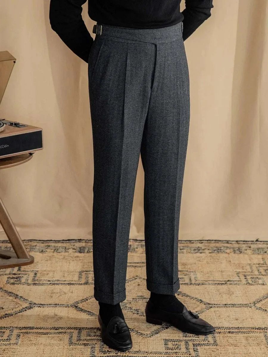 Antonios Vintage Wool Herringbone Pants for men
