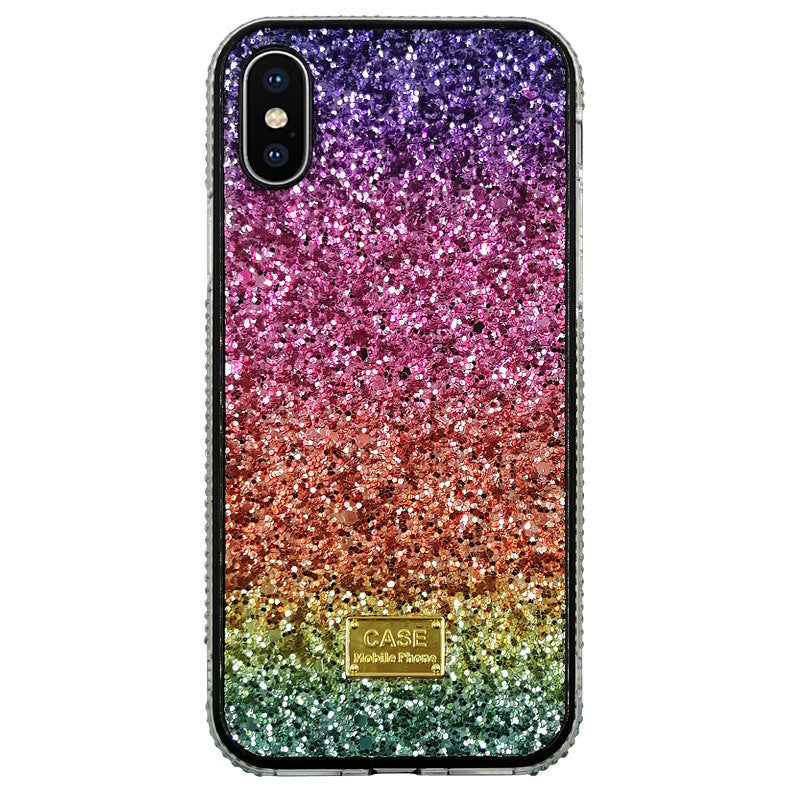 New Phone Case Suitable For Rainbow Pasted Leather Diamond Mobile Phone Case, compatible with iphone