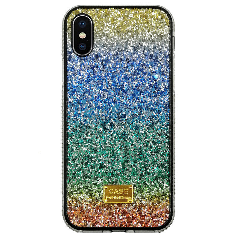 New Phone Case Suitable For Rainbow Pasted Leather Diamond Mobile Phone Case, compatible with iphone