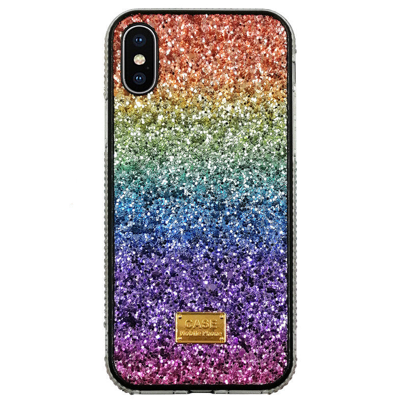 New Phone Case Suitable For Rainbow Pasted Leather Diamond Mobile Phone Case, compatible with iphone