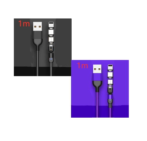 Magnetic Data Cable 540 Degree 180 Degree Rotating Charging Cable Blind Suction Three-in-one Bent Magnetic Cable,3 in 1
