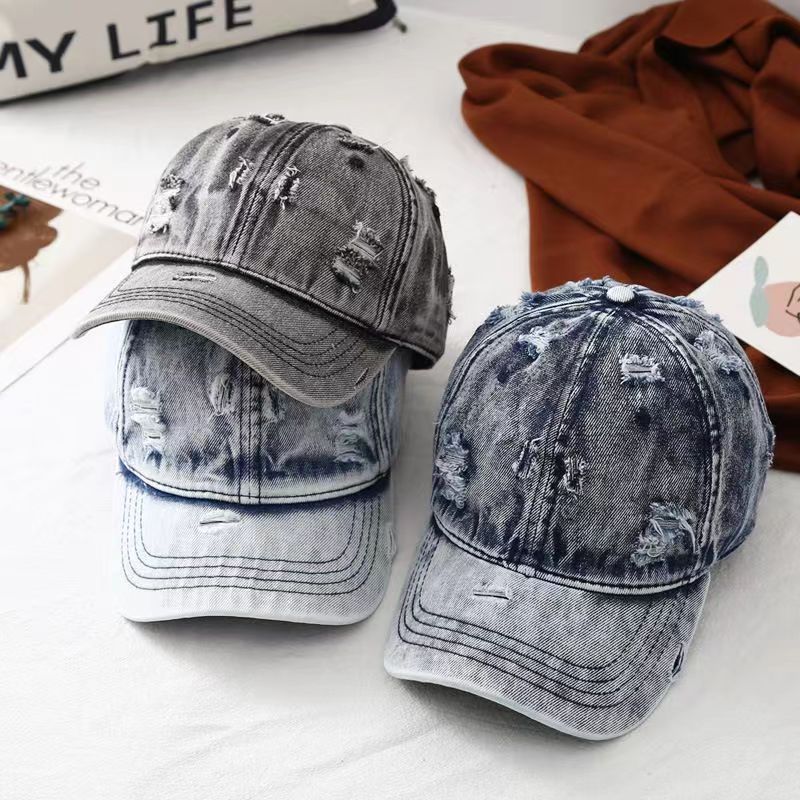 Retro Worn Looking Washed-out Denim Baseball Hat