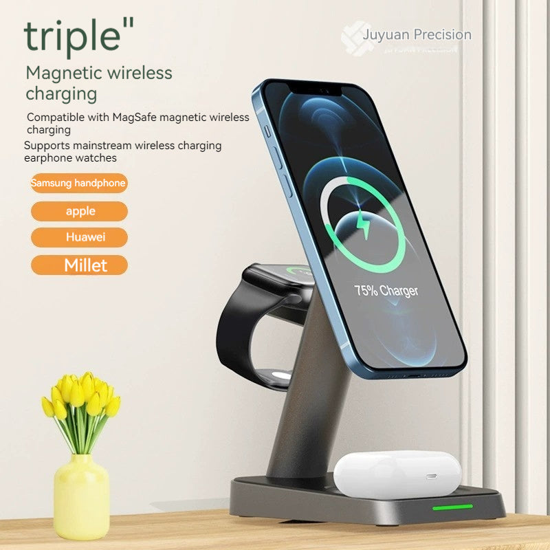 Mobile Phone Vertical Wireless Charger Watch Wireless Charger Mobile Phone Wireless Three-in-one Charger, 3 in 1