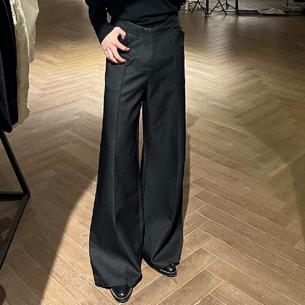 Dark Purple Red Deconstructed All-match Anti-Wrinkle A- Line Wide Leg Suit Pants for men