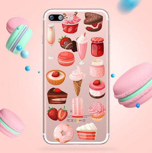 Compatible with Apple, Customized Transparent Ice Cream Pattern Silicone Cover Soft Phone Case for iPhone