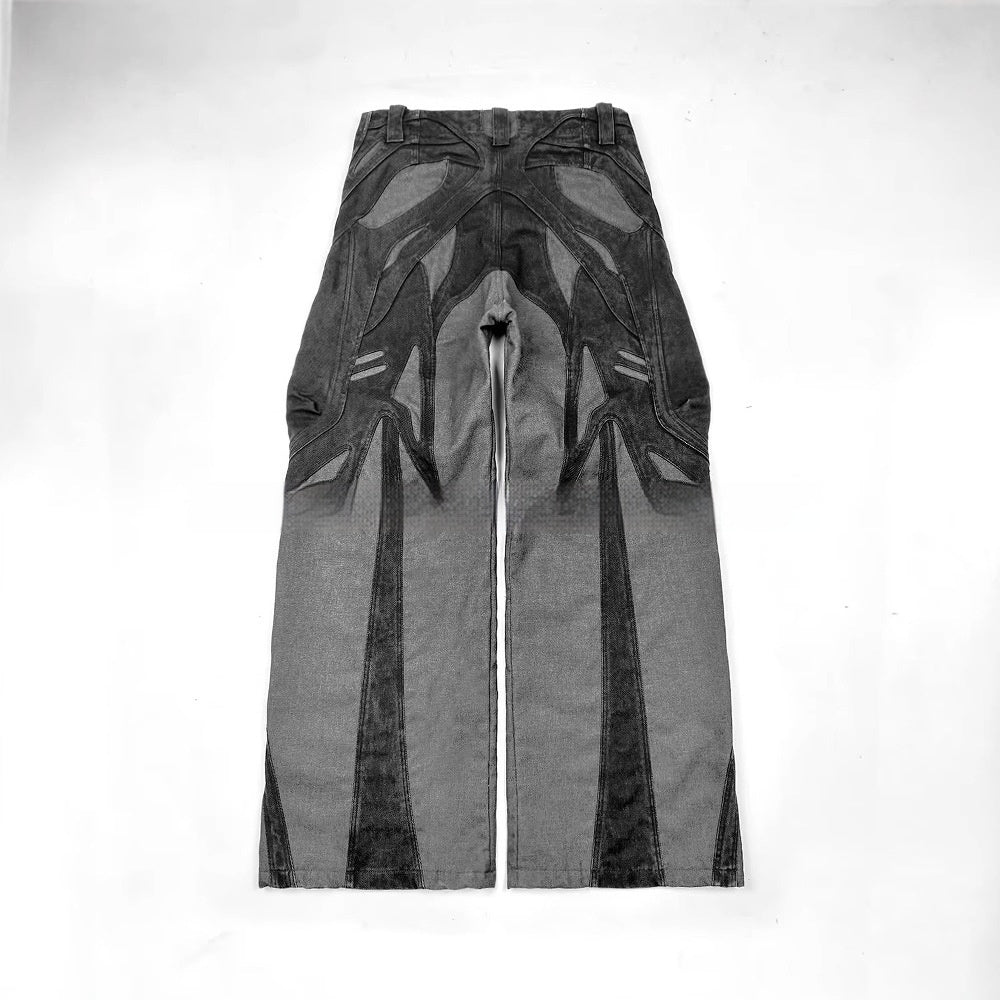 Trendy Unique Street Denim Retro Design Loose Trousers for men