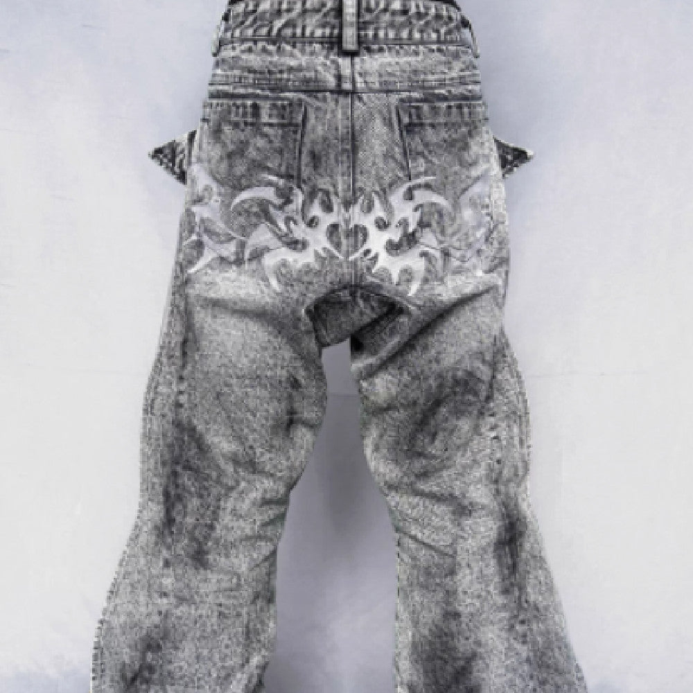 Washing Destroys Fashion Deconstruction Design Patchwork Pants for men