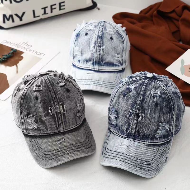Retro Worn Looking Washed-out Denim Baseball Hat