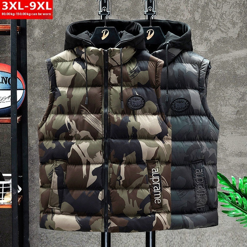 Autumn And Winter Men's Camouflage Hooded Cotton Warm Sleeveless