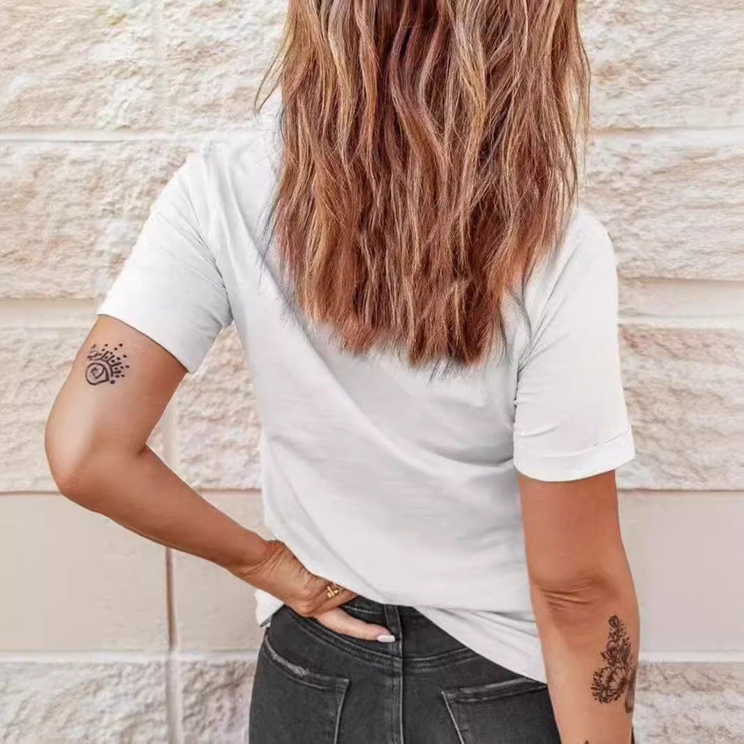 Women's All-matching Round Neck Short Sleeve T-shirt