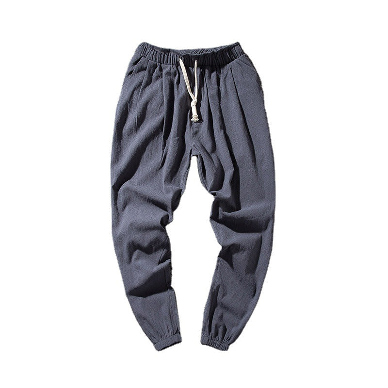 Chinese Style Thin Linen Cropped Cotton And Linen Loose Skinny Men's Pants
