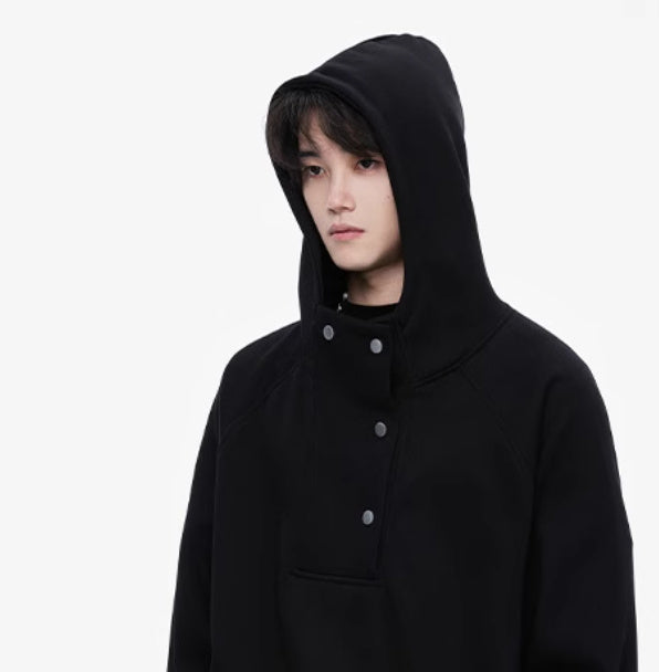 American Turtleneck Buttons Hooded Sweater For Men