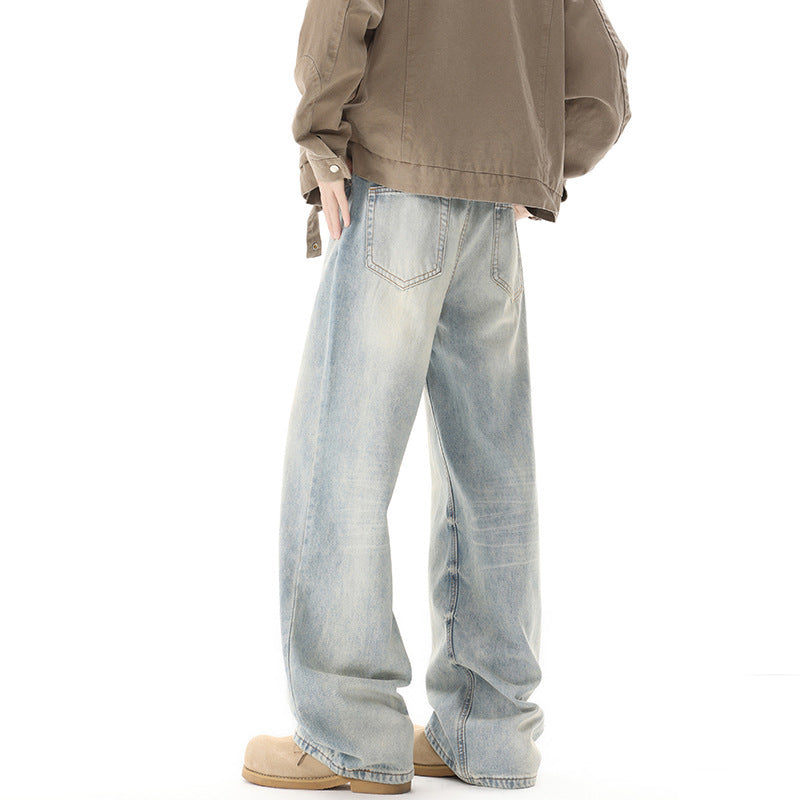 Men's Retro Light Blue Straight Casual Jeans for men