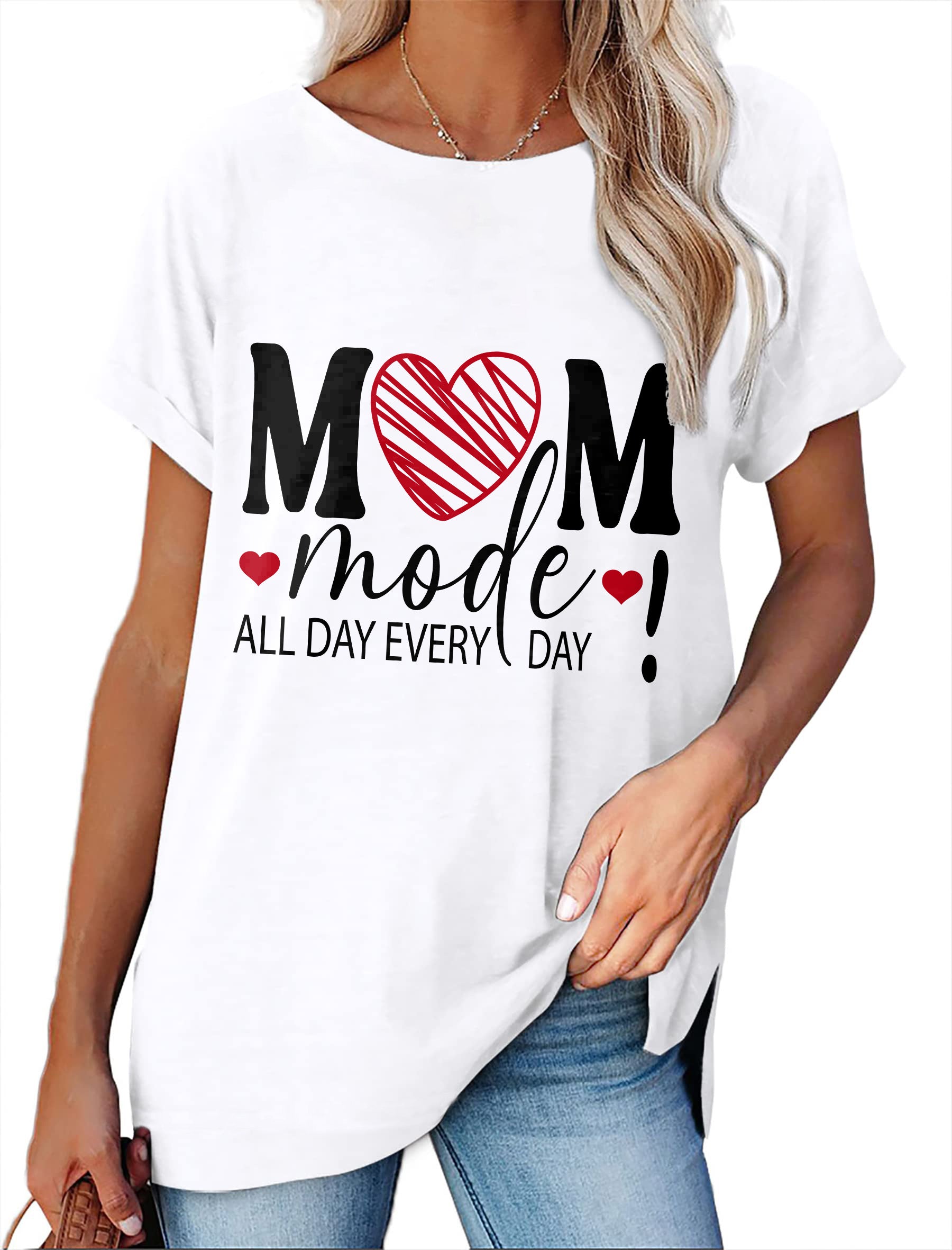 Women's Minimalist Printed Casual Round Neck Short Sleeved Shirt