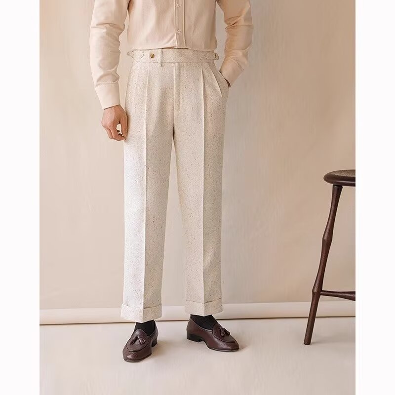 Casual Straight-leg Loose Elastic Waist Suit Pants for men
