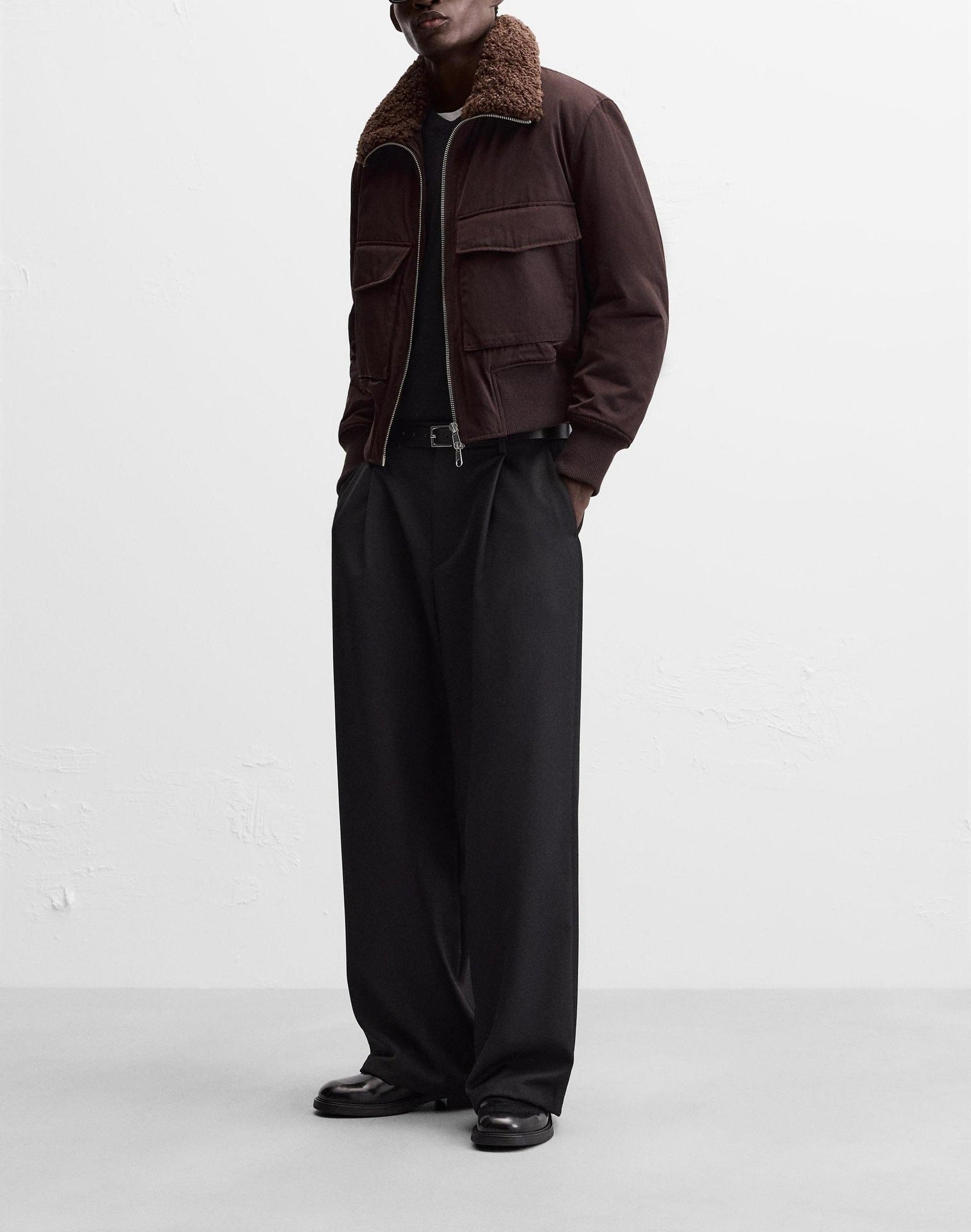 Men's Stand-up Collar Cotton-padded Coat Jacket with Pockets