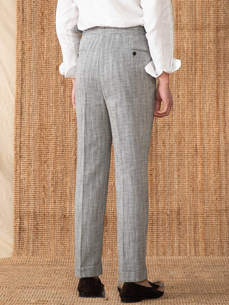 Cotton And Linen Thin Breathable Casual High Waist Straight Pants for men