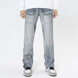 American Personality Jeans Zipper Worn Burrs Tassels Hip Hop Design Sense for men