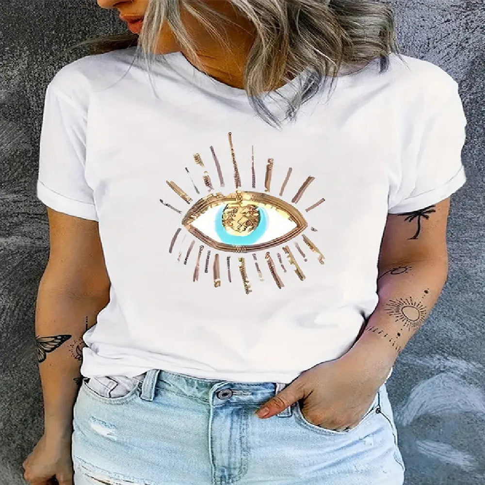 Women's All-matching Round Neck Short Sleeve T-shirt