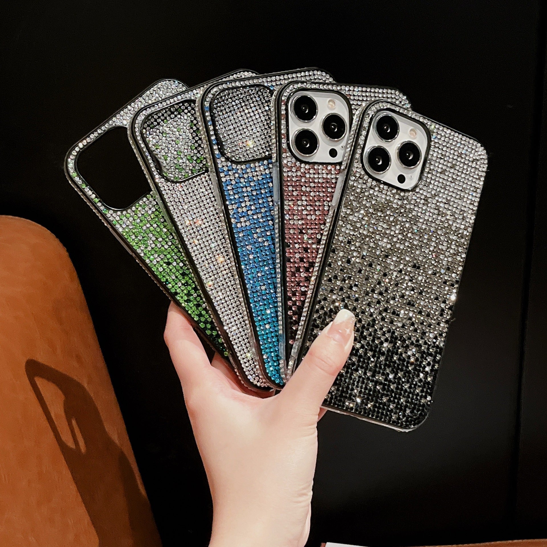 New Phone Case Suitable For Rainbow Pasted Leather Diamond Mobile Phone Case, compatible with iphone