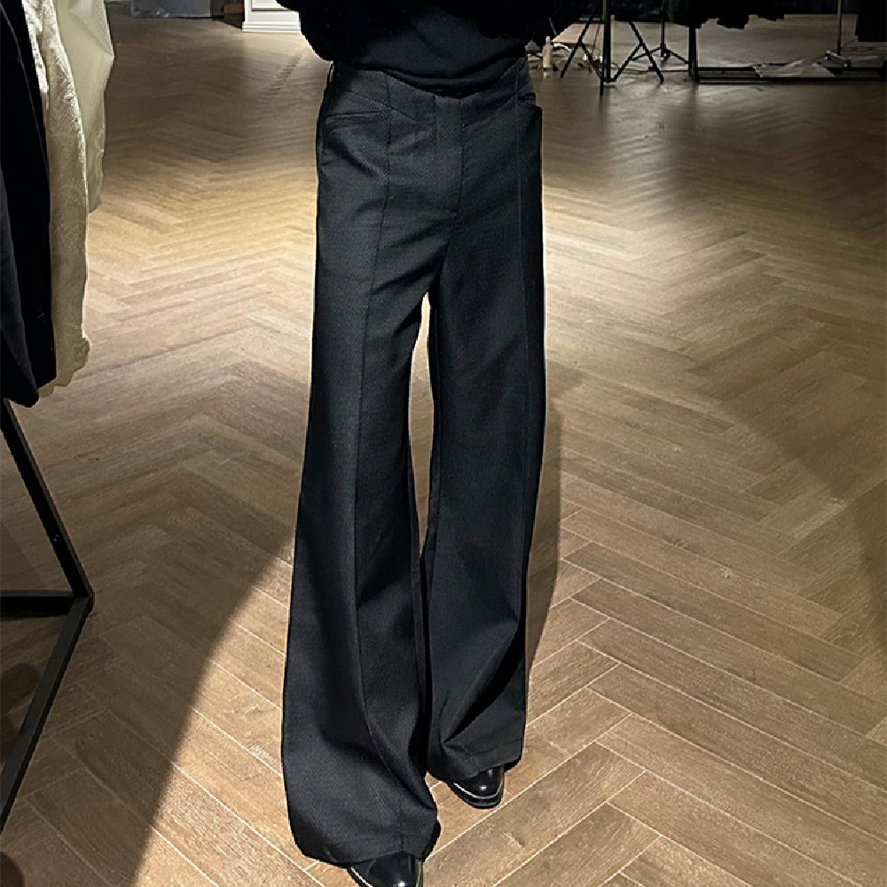 Dark Purple Red Deconstructed All-match Anti-Wrinkle A- Line Wide Leg Suit Pants for men