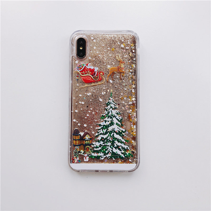 Compatible With iPhone , Santa Claus Christmas Tree Quicksand Shell