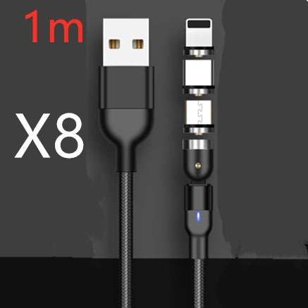 Magnetic Data Cable 540 Degree 180 Degree Rotating Charging Cable Blind Suction Three-in-one Bent Magnetic Cable,3 in 1