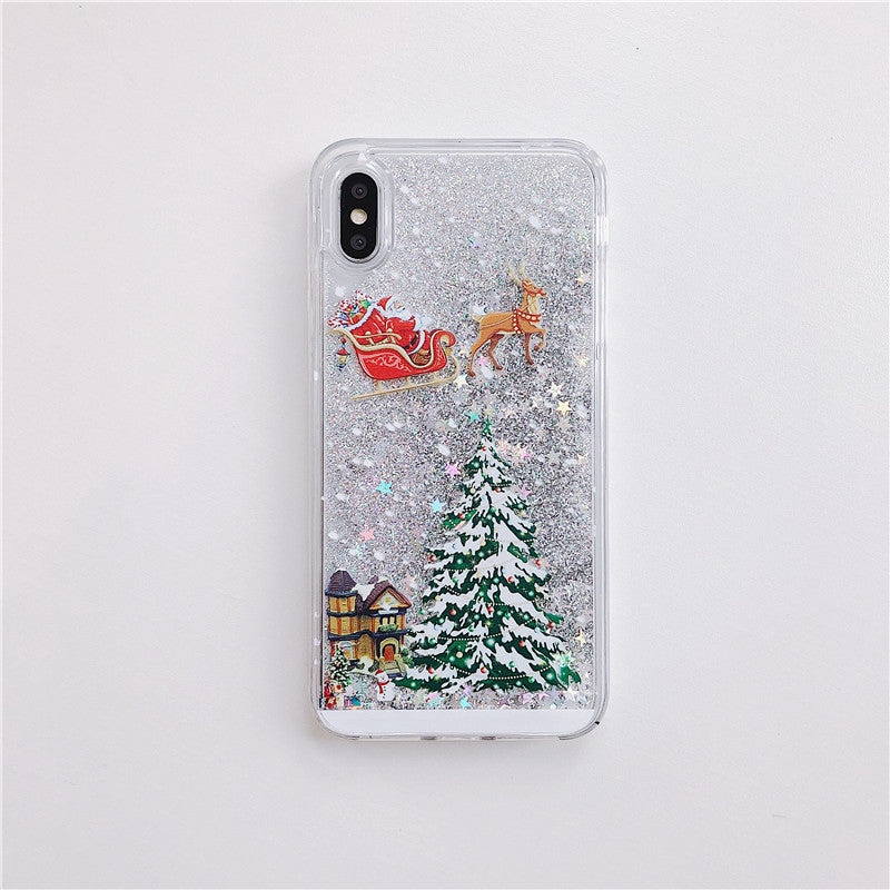 Compatible With iPhone , Santa Claus Christmas Tree Quicksand Shell