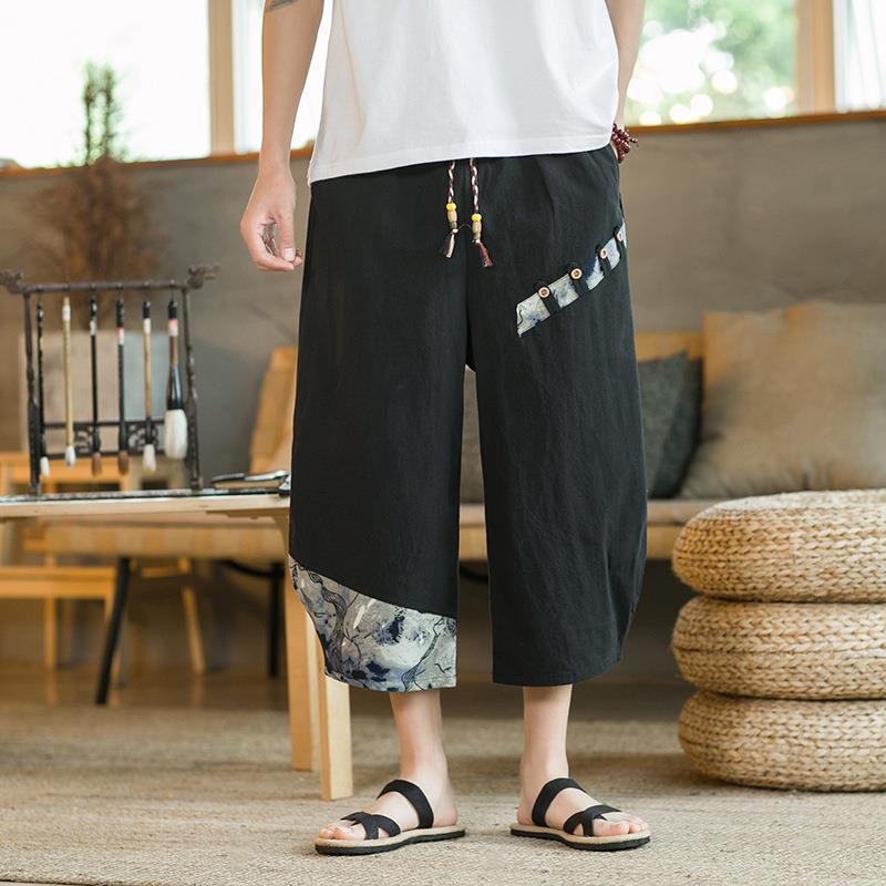 Linen Ankle Length Pants Men's casual Shorts