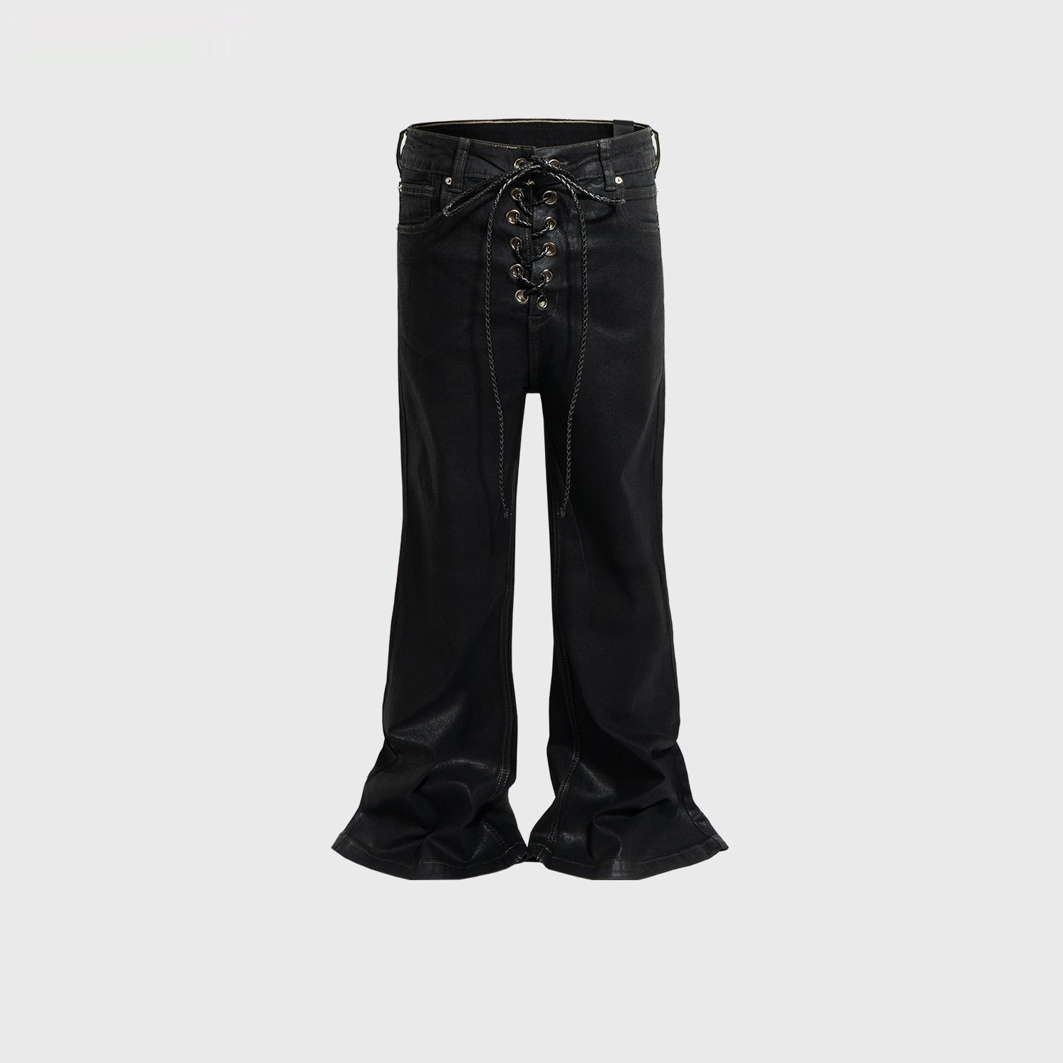 Men's And Women's Same Back Ribbon Drawstring Flared Jeans
