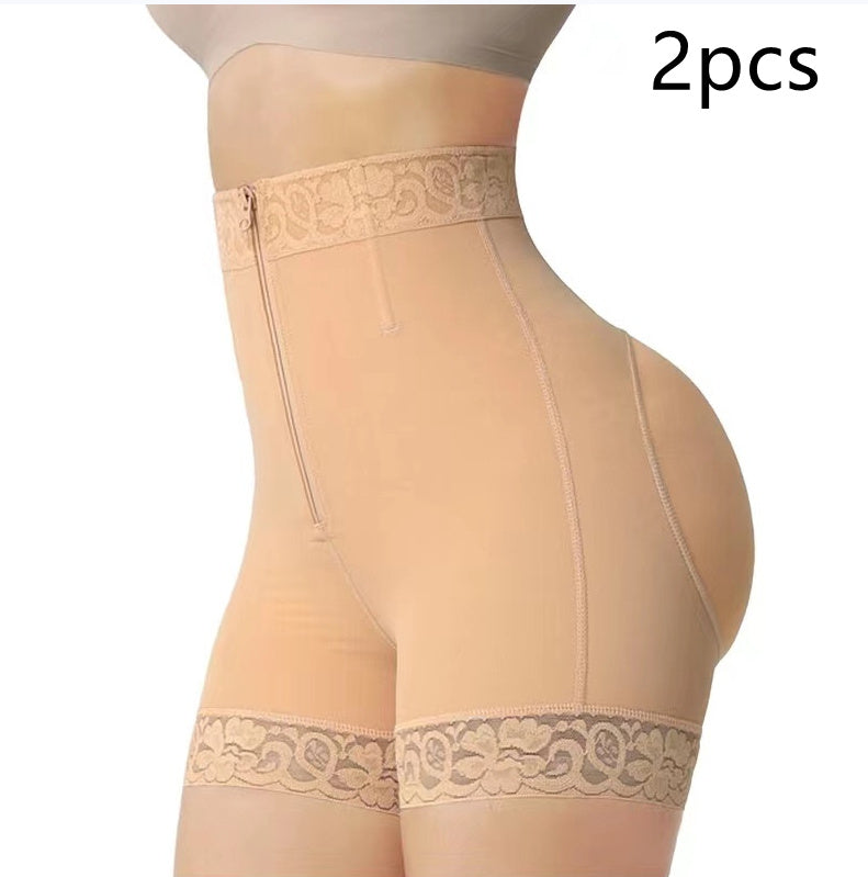 women New Hip Slimming Clothes Abdominal Pants Zipper Hip Lifting