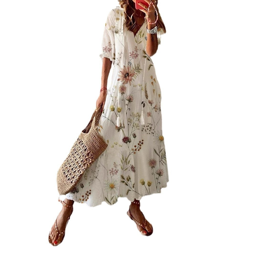 Women's Clothing A- Line Loose Printed Plus Size Dress