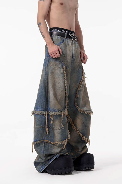 American-style Distressed Machete Jeans for men