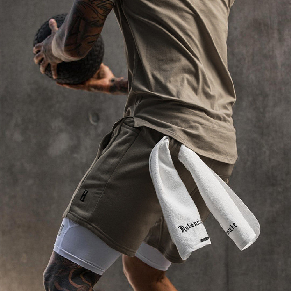 Loose Straight Multi-Pocket Men's Running Training short in cotton