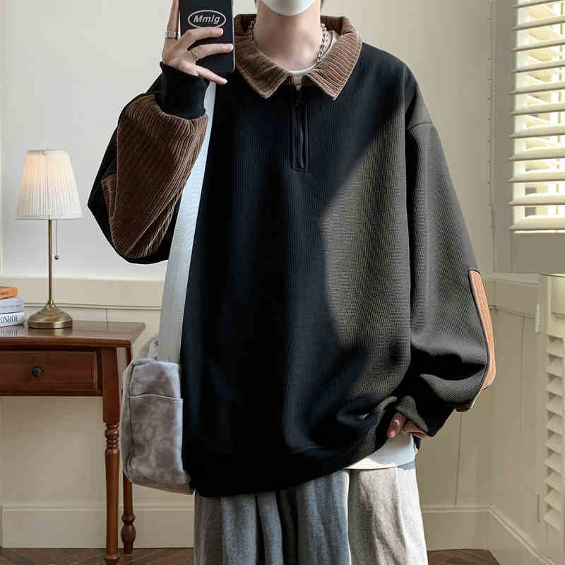 Spring New Retro Heavy Loose Plus Size Square Collar Splicing Coat