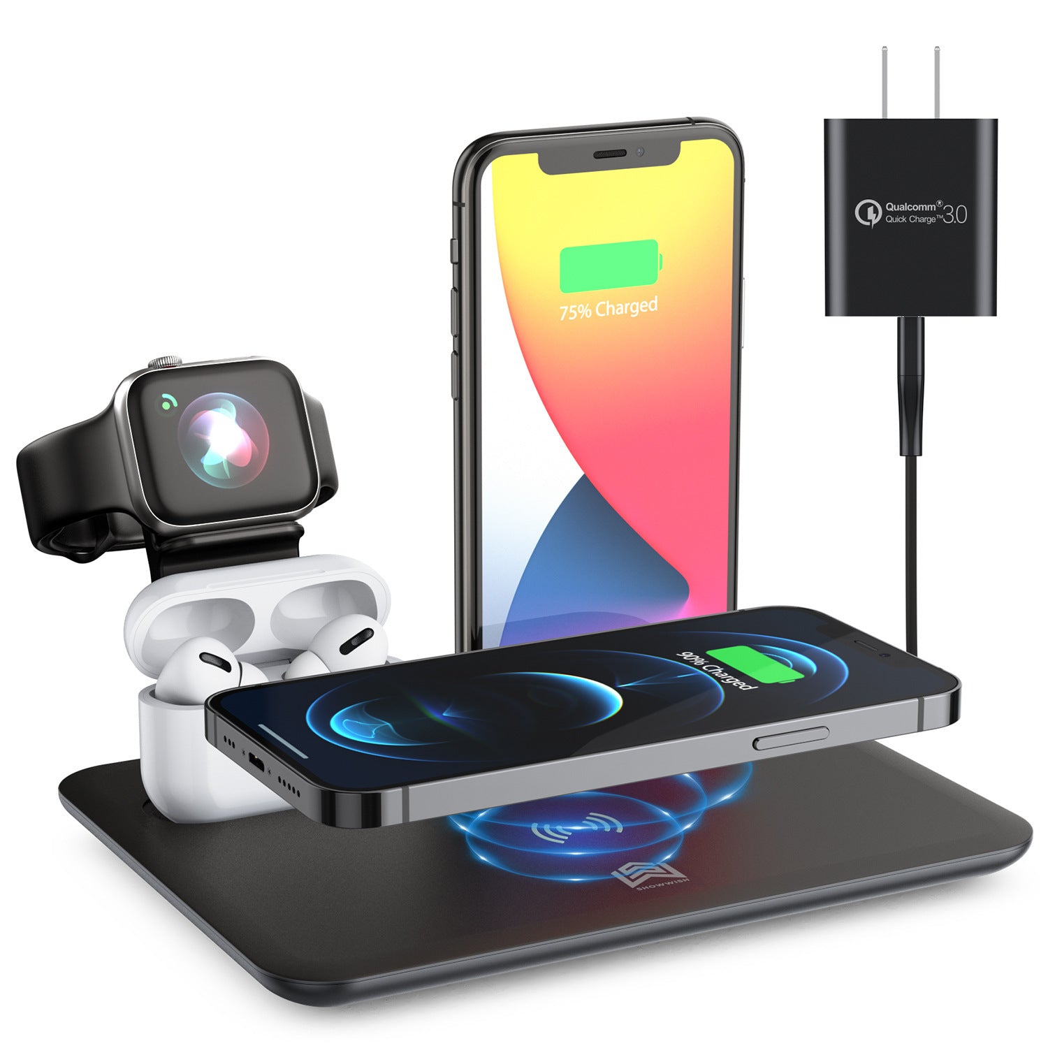 Wireless Phone Charger Watch Headphone Bracket Desktop, 4 in 1