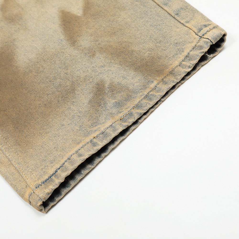 Loose Design Niche Mud Dyed Straight-leg Pants for men