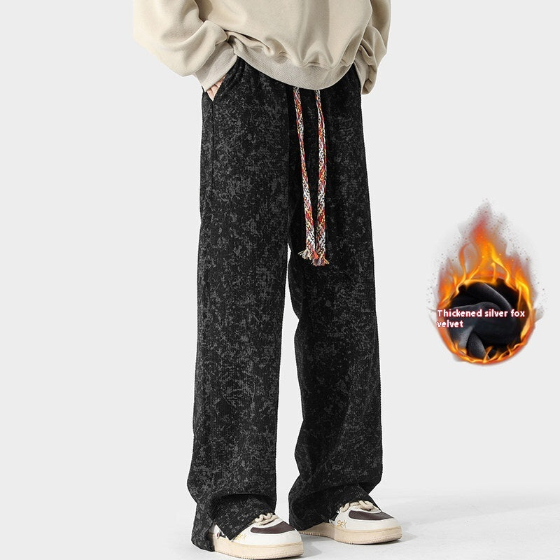 Straight Loose Pu Shuai Casual Long Pants for men