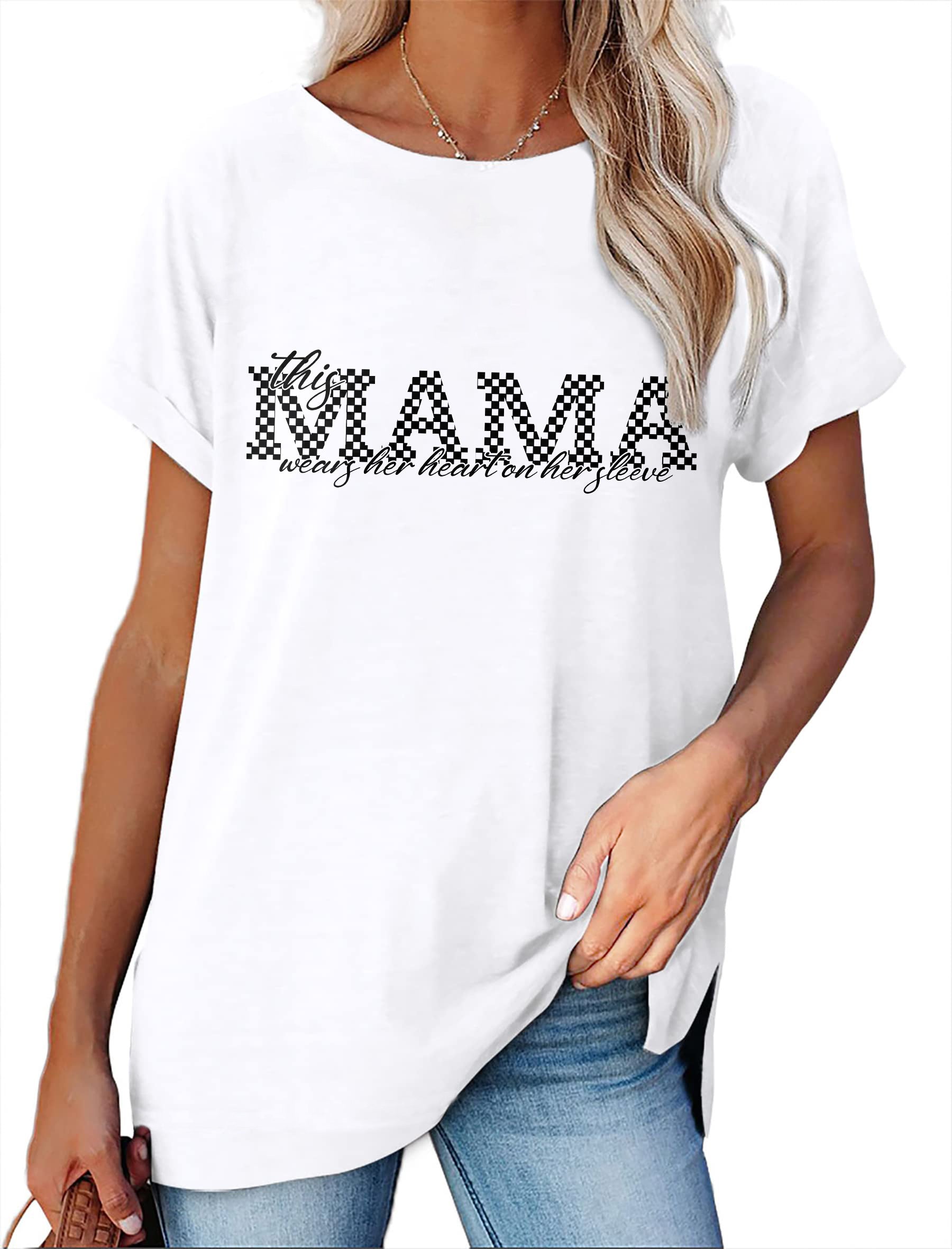Women's Minimalist Printed Casual Round Neck Short Sleeved Shirt
