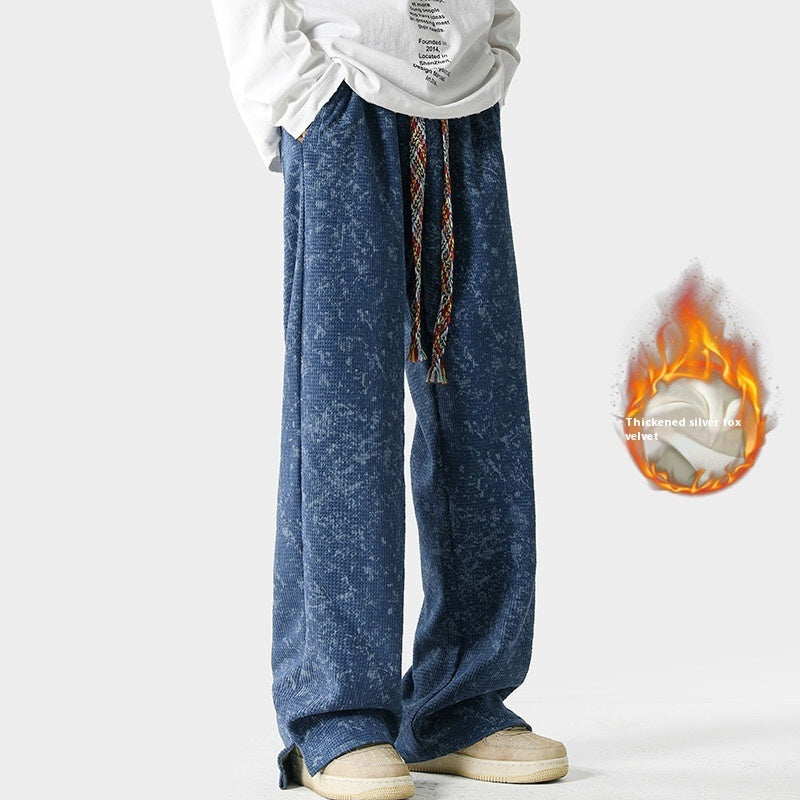 Straight Loose Pu Shuai Casual Long Pants for men