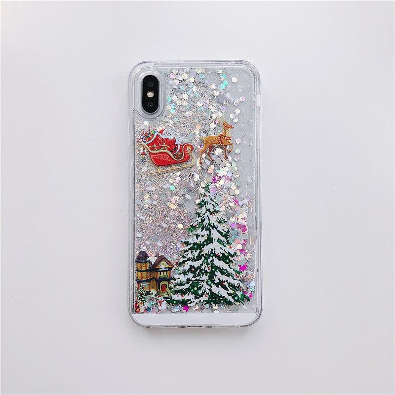 Compatible With iPhone , Santa Claus Christmas Tree Quicksand Shell